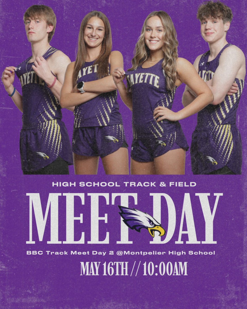TeamFayette's tweet photo. Varsity Track is back in action today for day 2 of the BBC Championships. Good luck to all of our athletes! Go Eagles! https://t.co/59K6Oyvk0Q