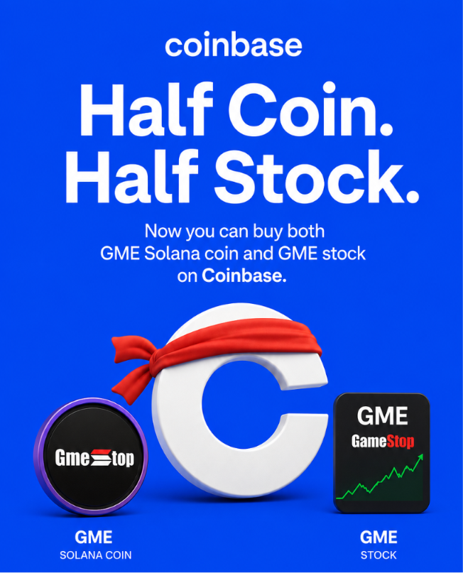 Gmestopsol's tweet photo. It's never been easier to go "Half Coin. Half Stock."
@coinbase

 $GME to the moon! 
@solana  #RedHeadband https://t.co/9SMOJbSpoB