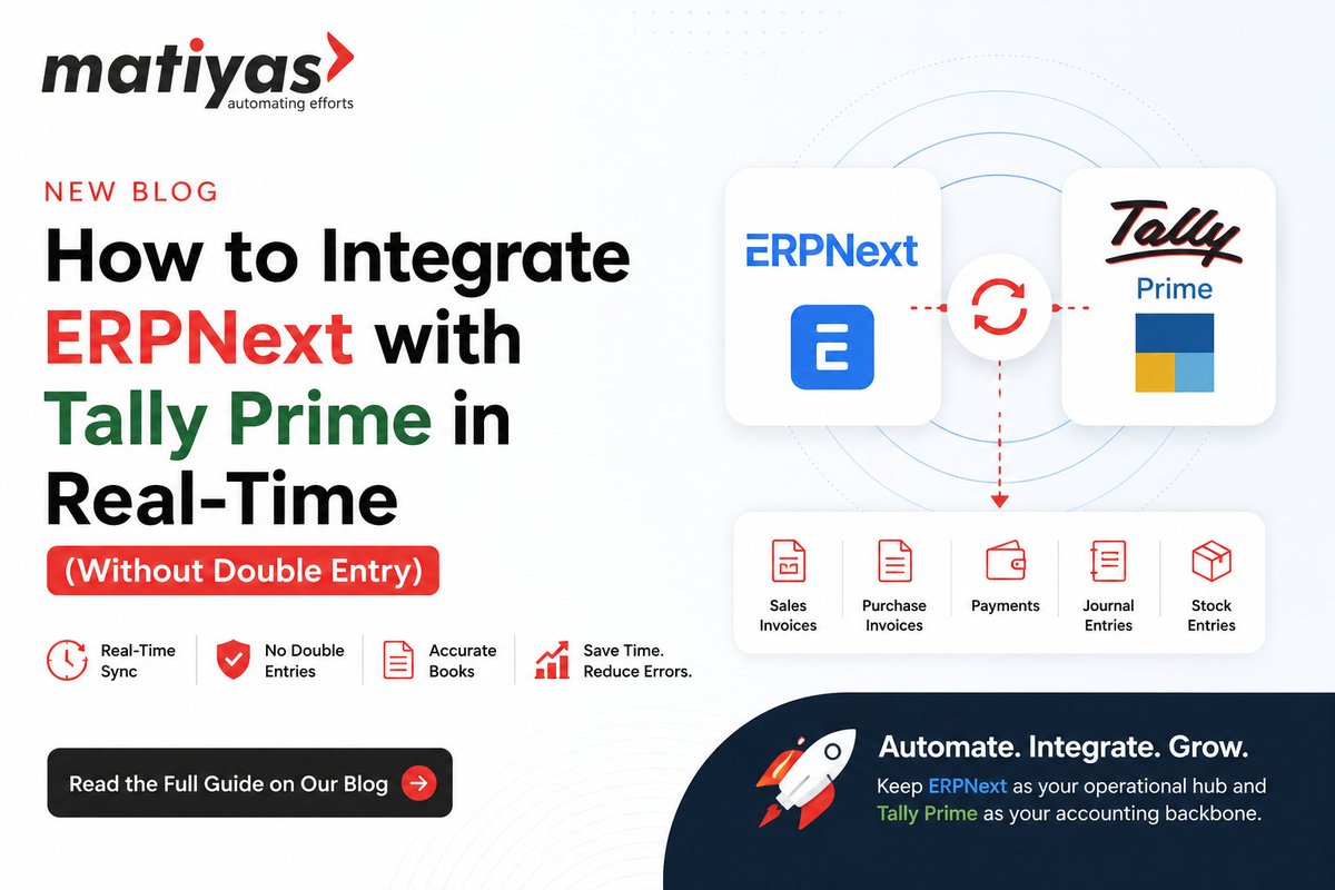 MatiyaSolutions's tweet photo. 🚀 Integrate ERPNext with Tally Prime in Real-Time!

🚀 Integrate ERPNext with Tally Prime in real-time!

Automate accounting, GST &amp; inventory with Matiyas Solutions

Read more 👇
https://t.co/GRbU9Jq2yt

#ERPNext #TallyPrime #ERPIntegration #MatiyasSolutions https://t.co/O5XIP8HQI4