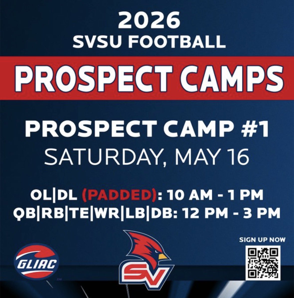 CalebWiddows06's tweet photo. Can’t wait to be At @svsu_football today for their Prospect Camp. I’m excited to have the opportunity to ball out against some of the best in the state. @_antjuan_ @CoachGus90 @jacobpardonnet @svsu_football https://t.co/GPDnXWIBVK