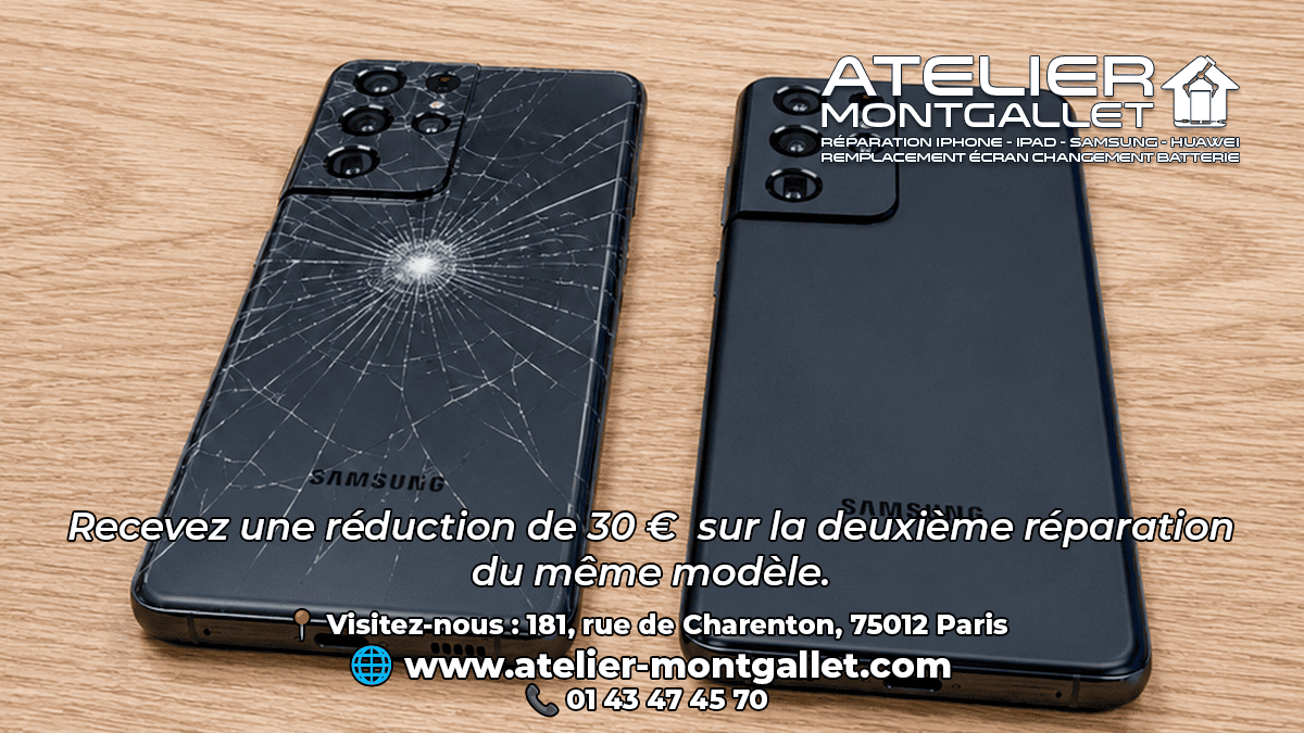 ATMontgallet's tweet photo. 📱 Écran Samsung fissuré ou batterie Galaxy fatiguée ?
30 € de réduction sur la deuxième réparation. Bonus QualiRéPar cumulable.
https://t.co/1ZV0M1ghlI

Chez Atelier Montgallet, nous réparons les Samsung Galaxy S21, S22, S23, S24 et S25.
#RéparationSamsung #réparation #Paris https://t.co/lwACMzuyKU