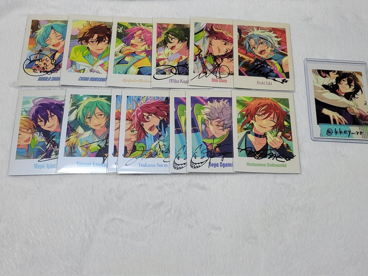 kkey_rr's tweet photo. 【交換/譲渡】あんスタ 10周年 ぱしゃっつ

譲…画像参照
求…零＞翠 or 128円+送料

・1枚目は零との交換のみ
・2枚目以降は交換＞譲渡
譲渡の場合は3枚目より同数お引き取りお願いいたします。
・3枚目は1点～譲渡可

都内手渡し優先、郵送は要検討。
検索からでも気軽にお声がけください。 https://t.co/n0QzONpdWE