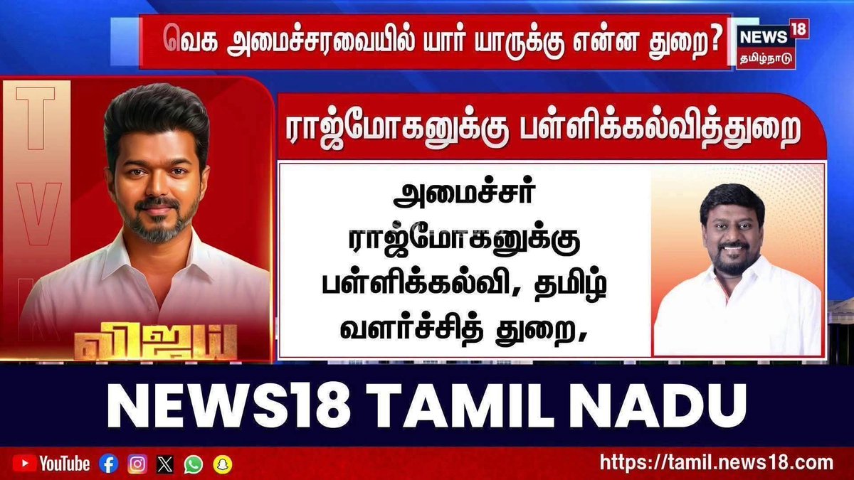 Iam_NAnand's tweet photo. தமிழக வரலாற்றுல தாழ்த்தப்பட்ட சமூகத்த சேர்ந்த ஒருத்தர் பள்ளிக்கல்வித்துறை அமைச்சரா இருக்குறது இதுதான் முதல் முறை! வாழ்த்துக்கள் ராஜ்மோகன் அண்ணா❤️

இதுனால கடுப்பான கும்பல் கண்டபடி விமர்சனம் பண்ணத்தான் செய்வாங்க. கத்திட்டு கெடக்கட்டும் 🔥

#TNGovt #TVK #ChiefMinisterVijay #Rajmohan https://t.co/cRKUysnfFF