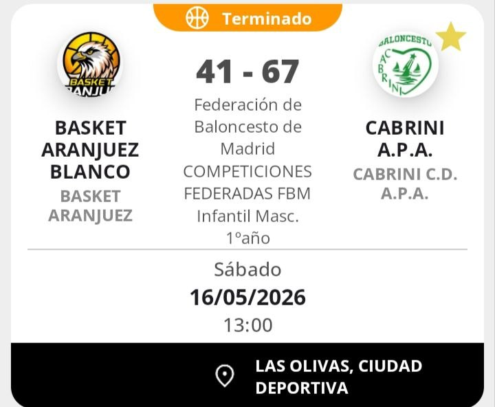 BasketAranjuez's tweet photo. Derrota del #InfMasc1Año ante @CDBCabrini. @Gusick89: "Falta absoluta de ganas y actitud, nula actividad defensiva y concentración. Si creemos que este es el camino, estamos equivocados." https://t.co/DYBNw3LLX7