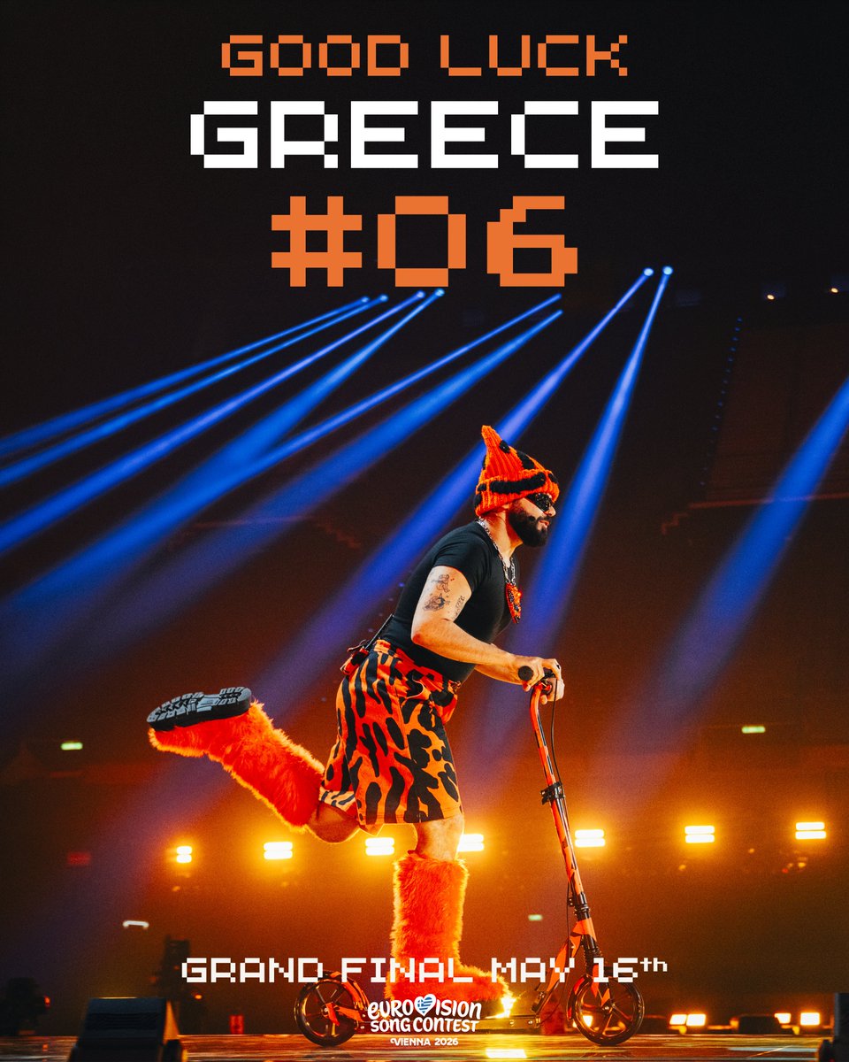 ErtEurovision's tweet photo. Η αντίστροφη μέτρηση για το Μεγάλο Τελικό της #Eurovision2026 έχει ξεκινήσει! 
Καλή επιτυχία Ελλάδα! Καλή επιτυχία Akyla!| #FERTO🫴  Vote #06🇬🇷 |  #EurovisionGR https://t.co/lWc9sTj4L8