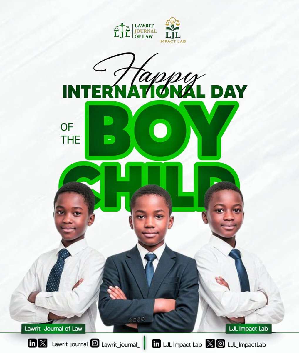 LJL_ImpactLab's tweet photo. Today, we celebrate the strength, dreams, brilliance, and potential of every boy child.
The Int'l Day of the Boy is a reminder that boys deserve safe spaces, quality education, guidance,emotional support, and opportunities to grow into responsible and impactful leaders.
#BoyChild https://t.co/ETbZMd7PDs