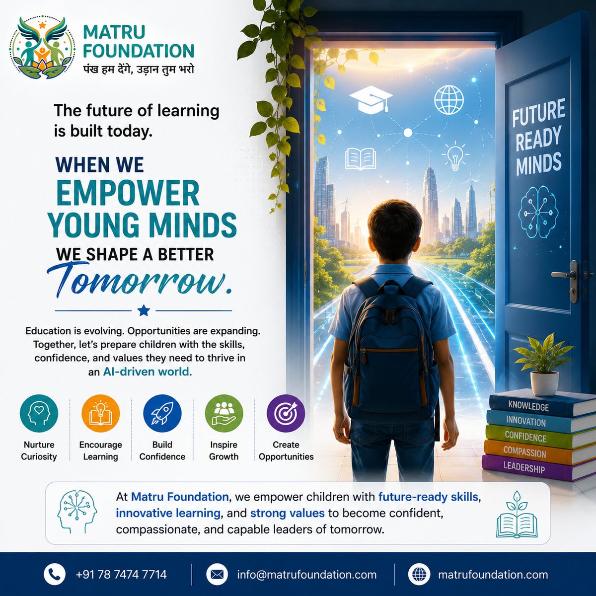 MatruFoundation's tweet photo. The future of learning is not built tomorrow, it is built by the way we educate children today. 💙

#MatruFoundation #FutureOfLearning #AIEducation #FutureReady #ChildDevelopment #InnovativeLearning #EmpoweringChildren https://t.co/070oPNOOBM