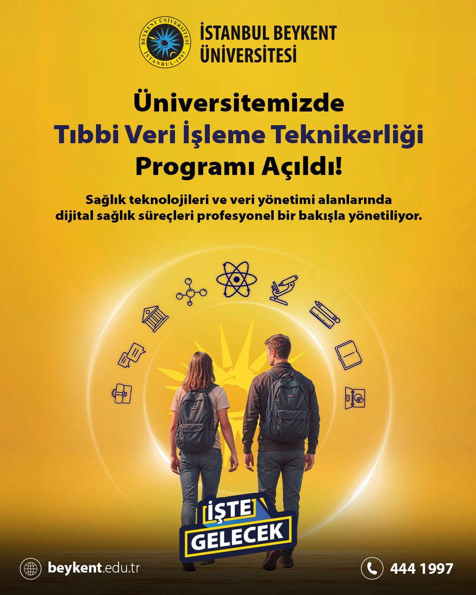 BeykentUnv's tweet photo. Dijital sağlık sistemlerinin gelişen dünyasında yerinizi almaya hazır olun.

Tıbbi Veri İşleme Teknikerliği Programımız; sağlık teknolojileri, veri yönetimi ve dijital süreçlere hâkim profesyoneller yetiştiriyor.

#İstanbulBeykentÜniversitesi #İşteGelecek https://t.co/0VbTGwEEsF