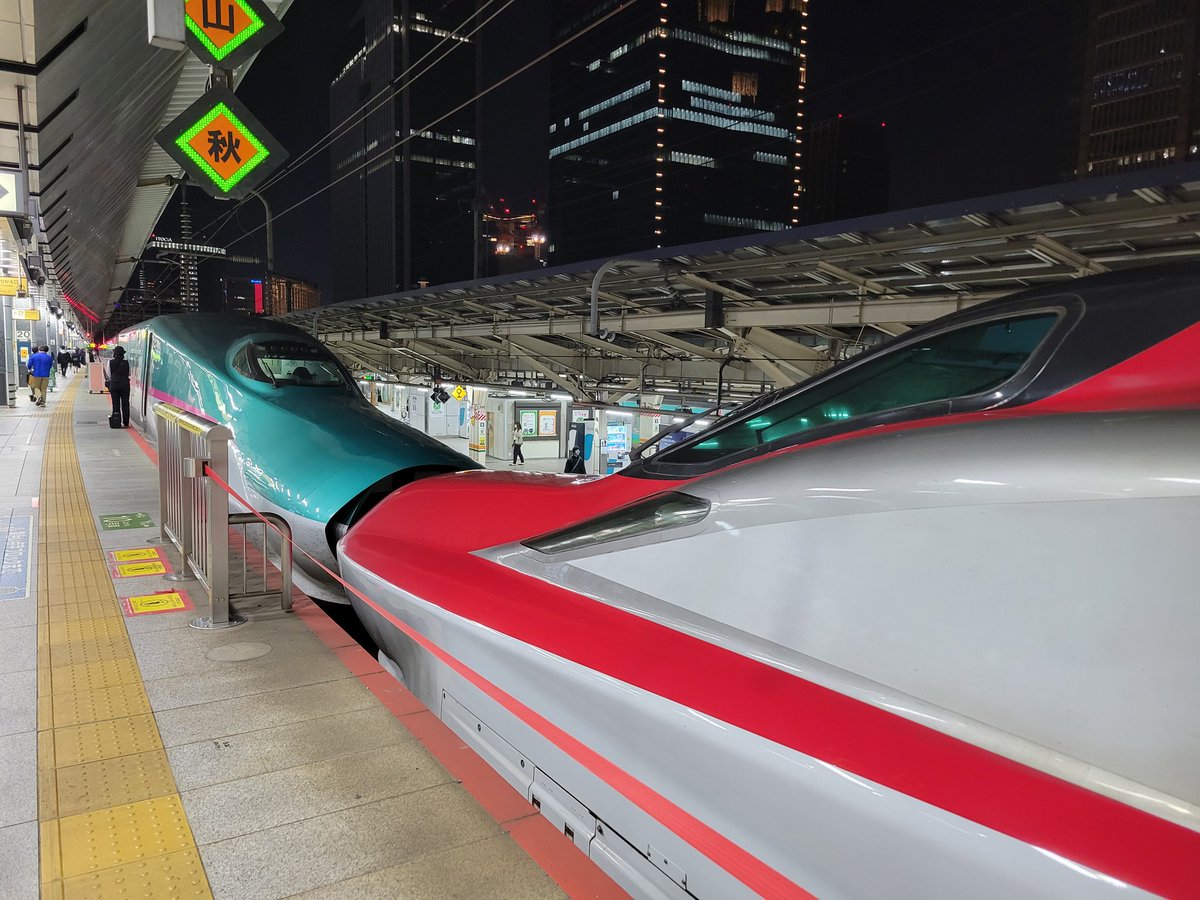 東京着いた はやぶさとこまちかっこいいな〜