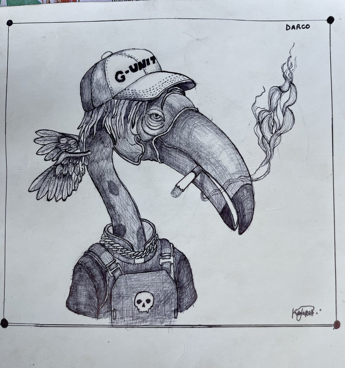 Big_Darco's tweet photo. My official entry for @thebeaksart art contest by @DKashtalyan.

This is Beak D’Gee.
The first Beak to be a member of the G-unit.
Definitely surviving and coming out Top.

Inspired by @50cent. https://t.co/6fKTytsFdI