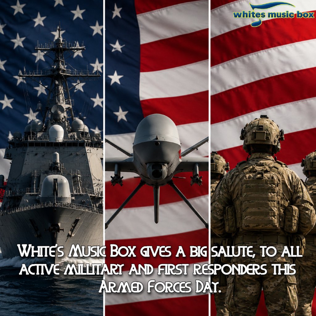 WhitesMusicBox1's tweet photo. #armedforces #ArmedForcesDay #Armed #saturday #saturdaymorning #military #firstresponders #musician https://t.co/W3L7gjHYMZ