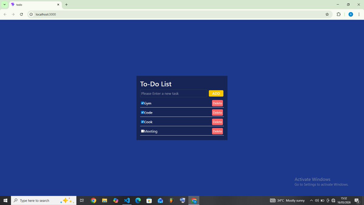 MY_OLX_'s tweet photo. 🚀 Built my first React project — a Todo App!
Features:
✅ Add tasks
✅ Delete tasks
✅ Mark as completed
Built with React + Tailwind CSS

I’d love feedback on the UI, code structure, and features.
Check it out: https://t.co/eQUE2nAkzT

#React #JavaScript #Frontend #BuildInPublic https://t.co/kkI3k9k4DW