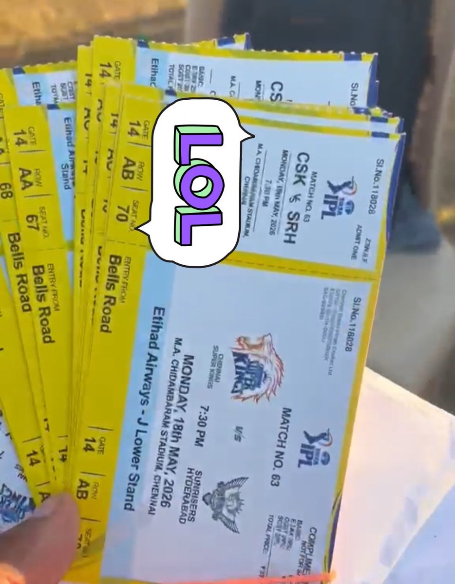 FLAASH_44's tweet photo. #CSKvsSRH match physical 4 tickets available 

Each 4.7k interested people DM https://t.co/g11ZNqLlSW
