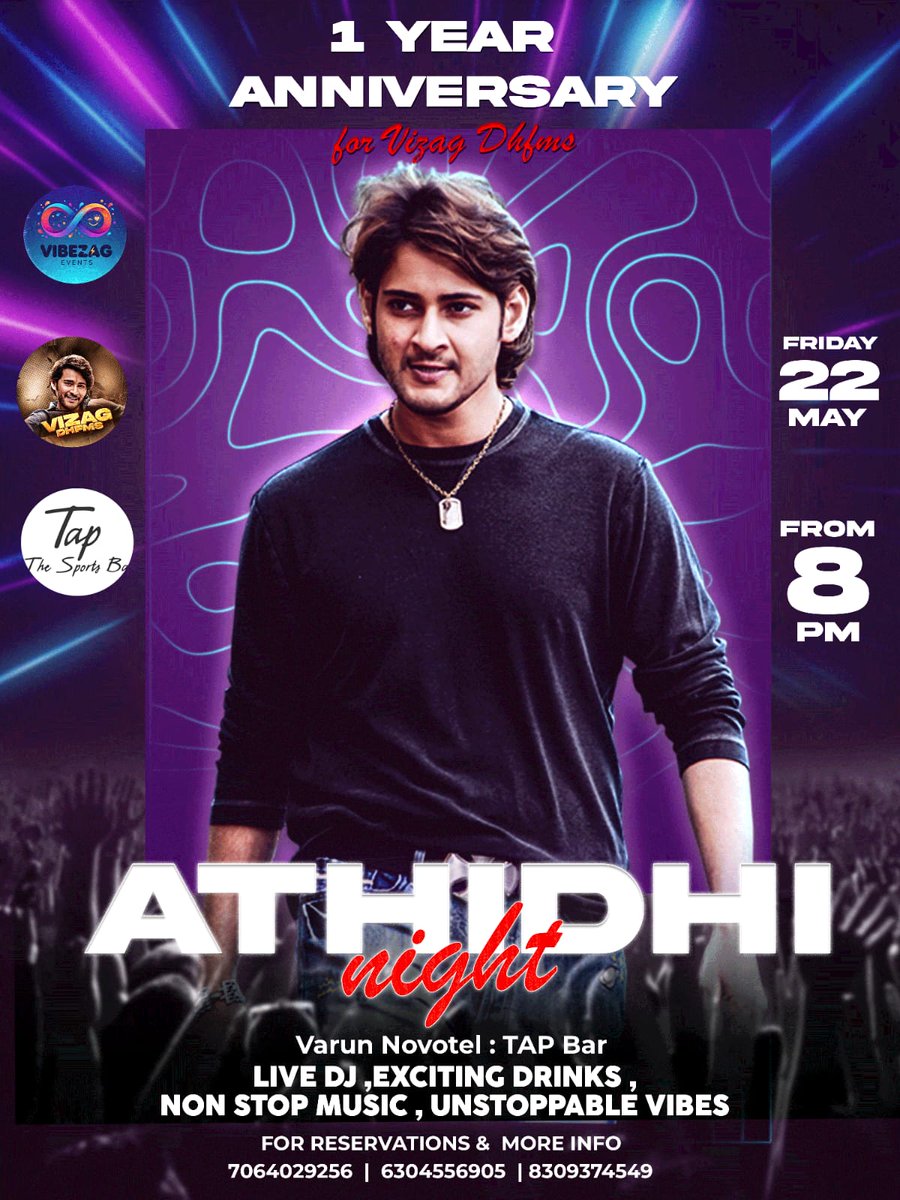 KIRanGaDURA's tweet photo. Vizag DHFMSs 1 year anniversary celebrations at Tap The bar Novotelπ₯
Dm for passes
Limited entry π
#Athidi4k #VizagDhfms https://t.co/3G5JpX8sTh