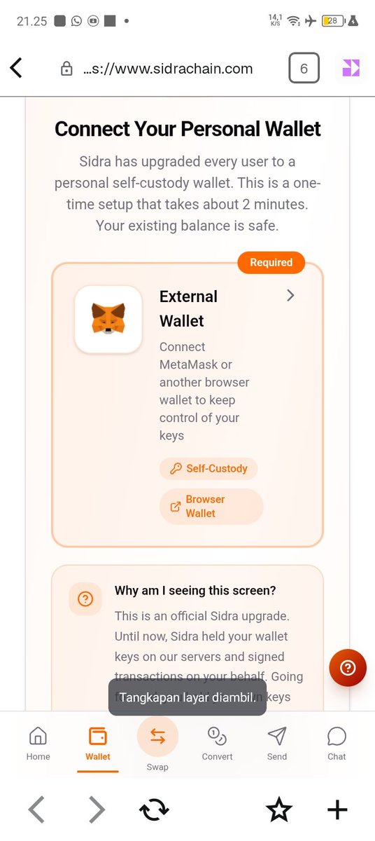 cts_best's tweet photo. @sidrachain Bad update linked external wallet,my wallet Linked but always back to connect wallet.. if i used Sidra application it no read metamask in my phone 😡 https://t.co/OLNJMhLZCe