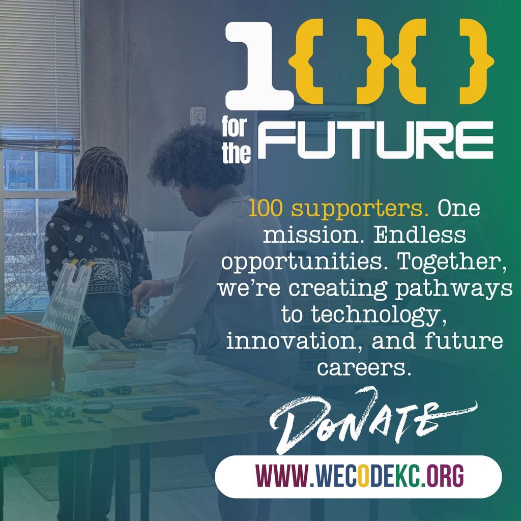 wecodekc's tweet photo. 100 supporters. One mission. Endless opportunities.

Support today:
WeCode KC Donate￼

#Donate #STEMEducation #WeCodeKC #YouthDevelopment #Technology #KansasCity #FutureReady https://t.co/uvOyLwyUMC