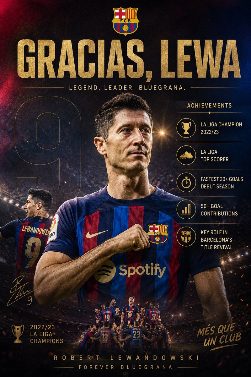SilentGuyisme's tweet photo. Day 16/30- football poster
Legends don’t just play… they leave a mark. 🐐
From goals to glory,
from moments to memories
A true number 9. A true icon.
Gracias, Lewa. ❤️💙
#lewandoski #fcbarcelona https://t.co/GnEnhQKNIY