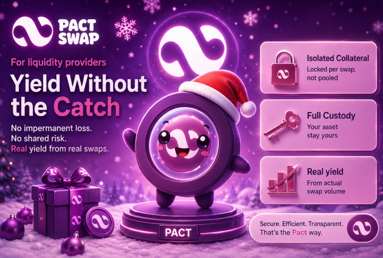 Humtototo's tweet photo. -1-
The more I read about @Pact_Swap’s LP model, the more different it feels compared to typical DeFi setups.

No shared pool risk, no impermanent loss pressure, and collateral isolated per swap instead of everything getting mixed together. https://t.co/bvKa66zFTQ