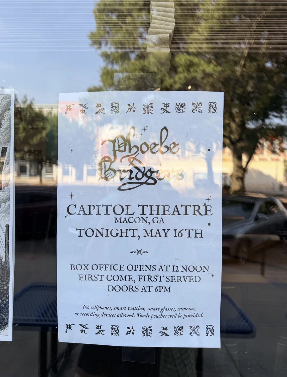 boygeniussource's tweet photo. Phoebe is playing at the Capitol Theatre in Macon, GA tonight, May 16th! https://t.co/t6A69p7Tnv