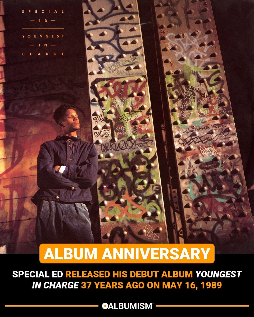 Albumism's tweet photo. Special Ed released his debut album ‘Youngest In Charge’ 37 years ago on May 16, 1989 | Listen to the album + revisit our tribute here: https://t.co/PW4Itniy8F https://t.co/V3gRpYM53m
