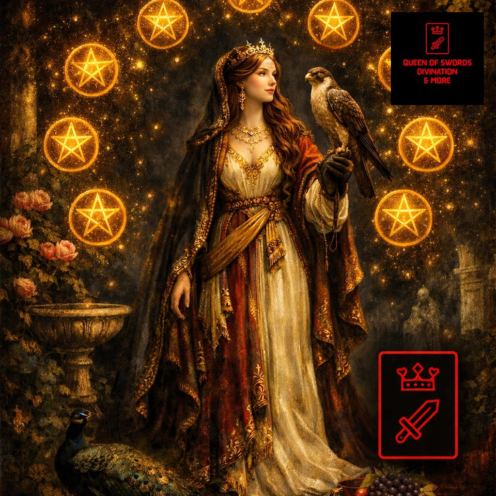 KaliDaGod's tweet photo. The Nine of Pentacles: A vibe of luxury and independence. You’ve built this abundance yourself: enjoy the fruits of your labor! 🥂✨ 

Book your reading: https://t.co/JDB5xYsIvk 
#Tarot #NineOfPentacles #Independence #Abundance https://t.co/2pcZAK4Uo4