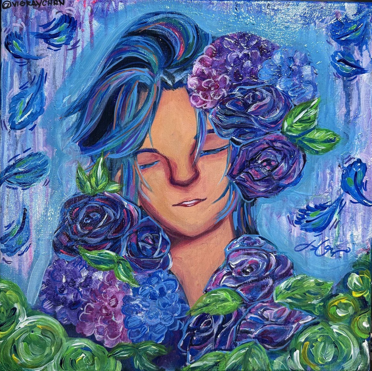 VinettaViolette's tweet photo. 🦉FILIPINO SICKLINGS!!
My Hex Haywire painting is officially ❗️FOR SALE❗️
This is a 16”x16”, Mixed-Media painting (acrylic paints and markers+oil) that was made around Hex’s Birthday back in 2024. I’m selling this for 3,400 PHP. So for those interested, DMs are open! https://t.co/qoibtkQydn