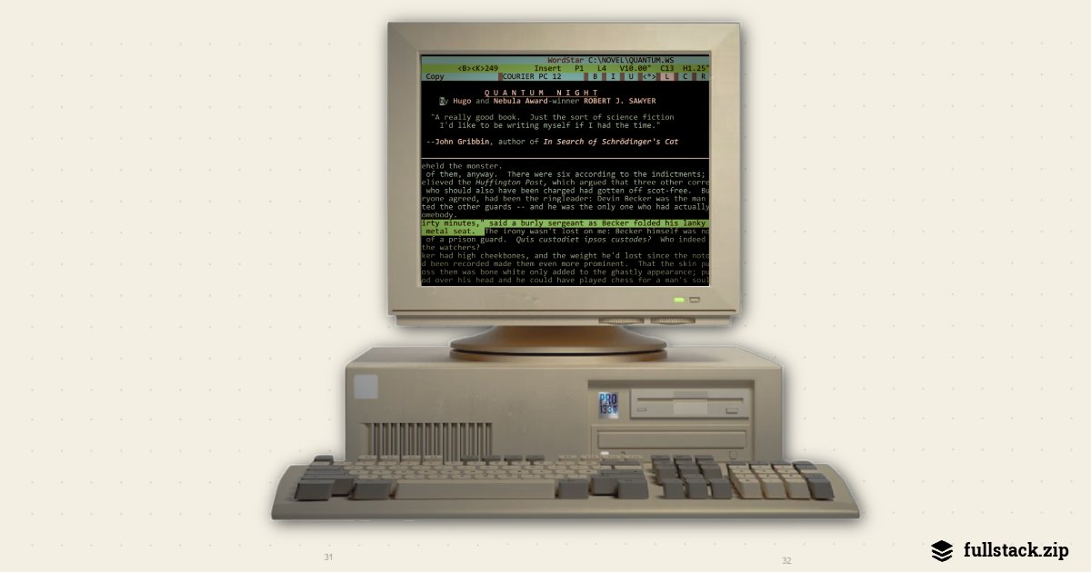 _TylerDane_'s tweet photo. George R. R. Martin writes on a DOS box running WordStar 4.0 (abandoned 34 years ago).

You don't need a new IDE. https://t.co/dKwlLz03VB