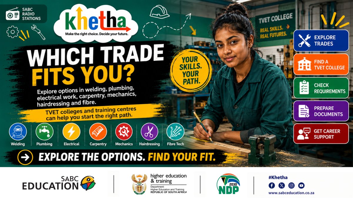 SABCEducation's tweet photo. Working in a trade without formal qualifications? Artisan Recognition of Prior Learning (ARPL) can help assess your skills and experience towards trade testing and certification.

Your skills matter.

Contact the National Artisan Development Support Centre: 086 999 0125 https://t.co/P6XOEUeUnB