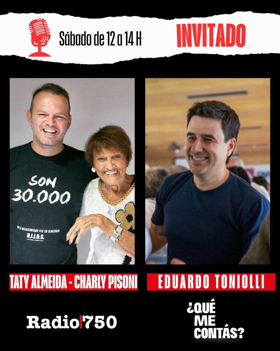 que_mecontas's tweet photo. ¡Se viene un programa re comprometido 🎙️! 

Este sábado, no te despegues ni un segundo de @AM750 que viene @eduardotoniolli para una charla imperdible con Taty Almeida y @charlypisoni 

🤍 #QuéMeContás, sábados de 12 a 14 https://t.co/wE6DPMhOXx