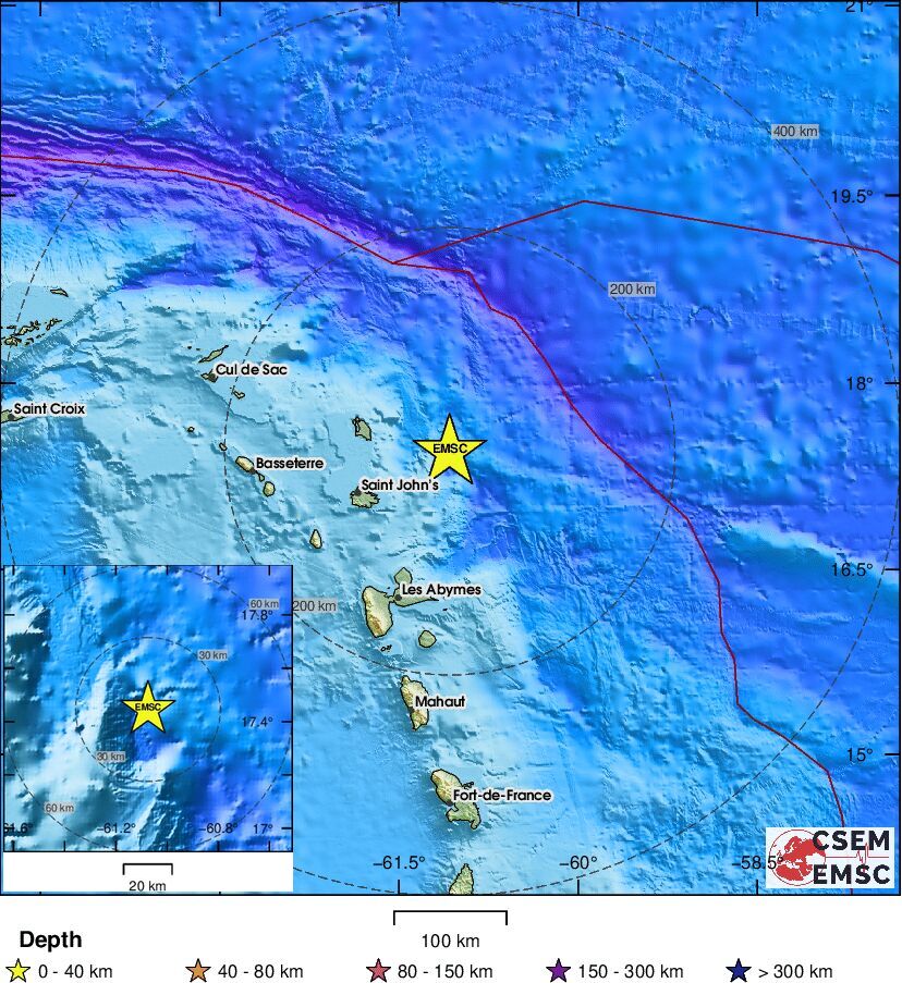 LastQuake's tweet photo. #Earthquake confirmed by seismic data.⚠Preliminary info: M6.5 || 80 km NE of #Freetown (Antigua &amp; Barbuda) || 6 min ago (local time 10:50:04). Follow the thread for the updates👇 https://t.co/ghjxrnqMXs