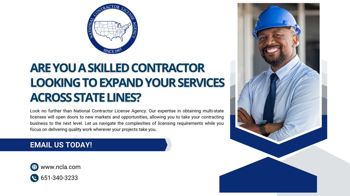 License_Agency's tweet photo. #NCLASpotlightSaturday - Unlock new opportunities for growth and success in the construction industry! With NCLA by your side, you'll gain the necessary credentials.
Call us at 651-340-3233 or visit our website https://t.co/IZlxJtleAu
#contractor #licensing #building #NCLA https://t.co/LrWb1v0ecm