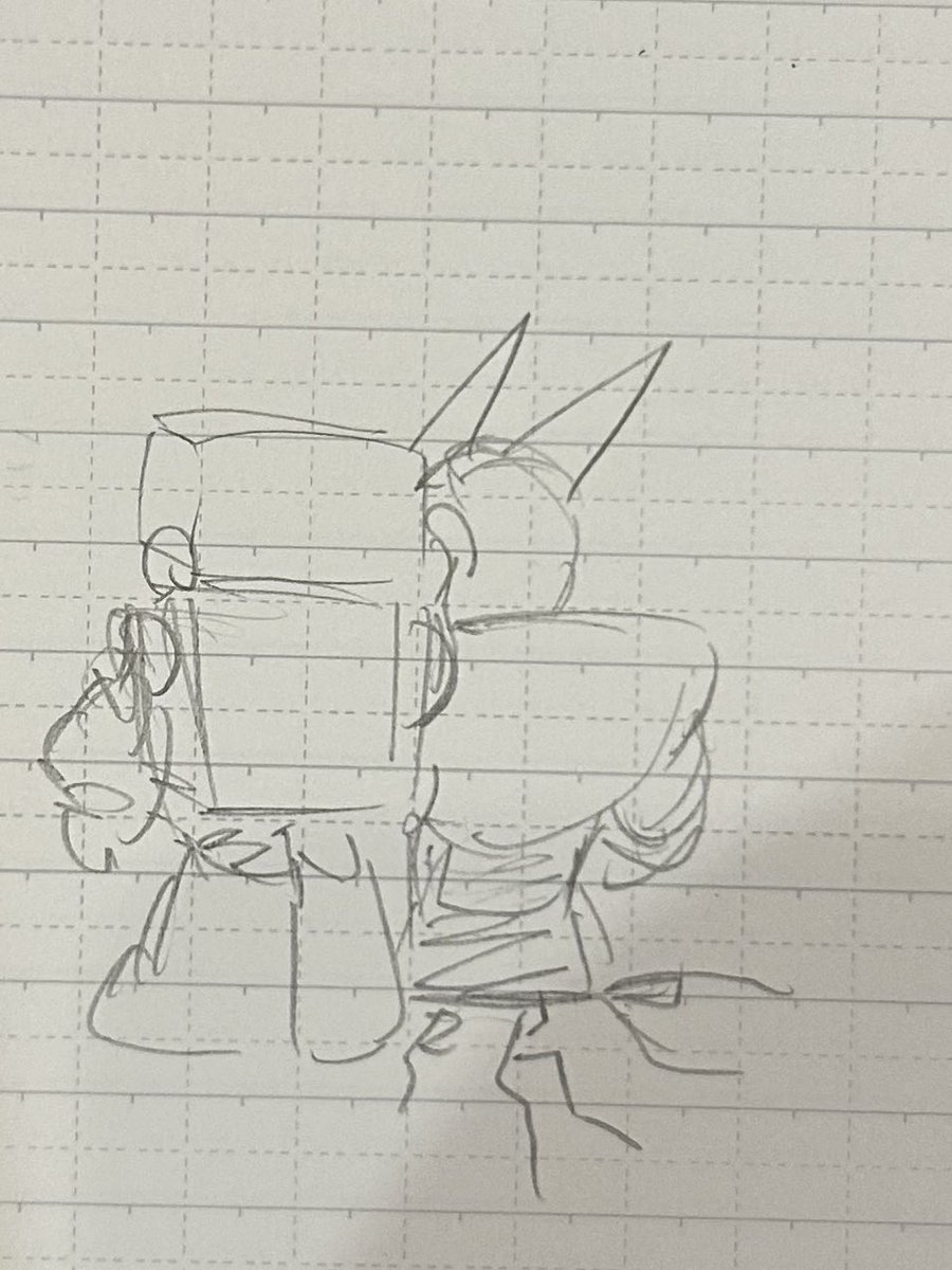 かわいいな〜と思って描いていたが、ひーちゃんをデカく描いてしまい