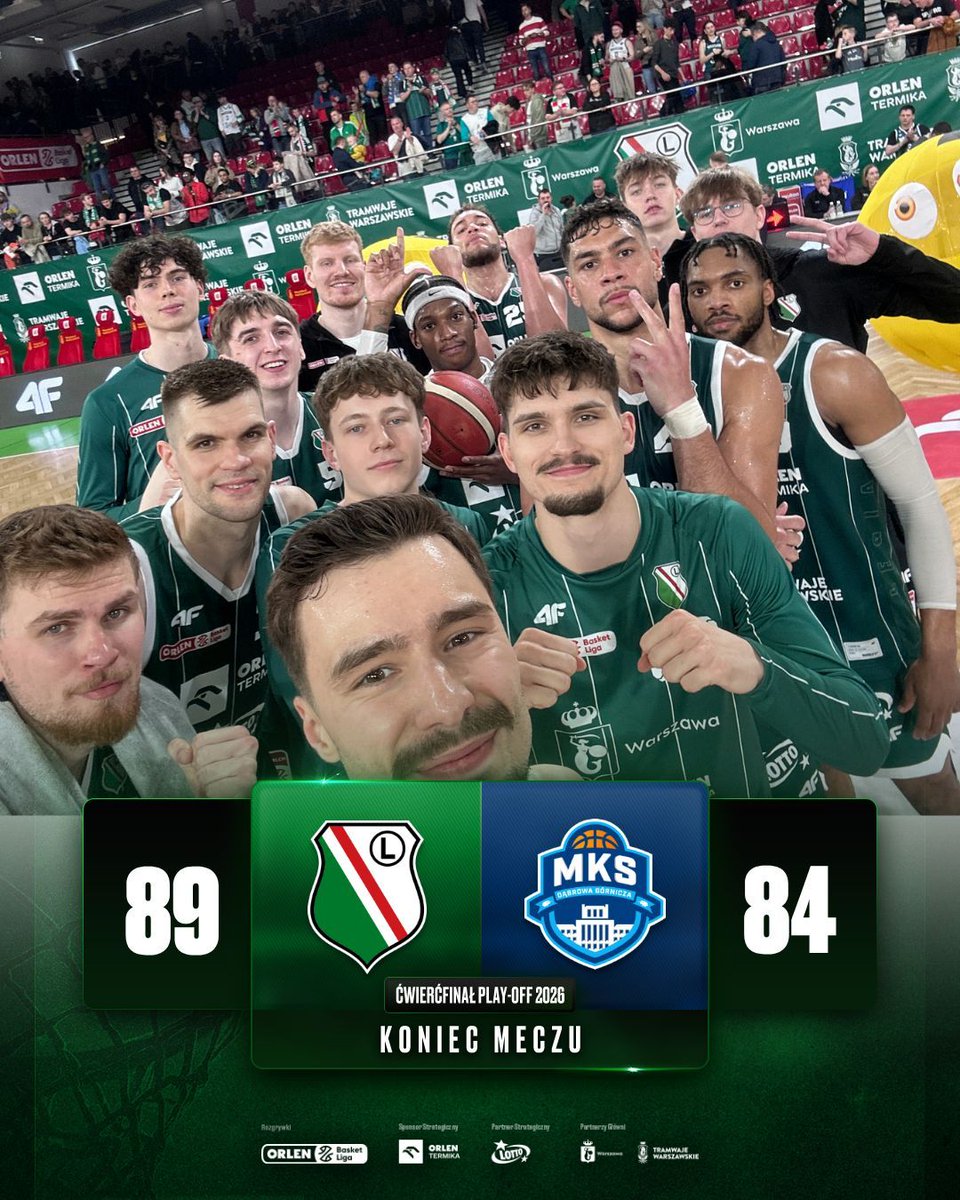 LegiaKosz's tweet photo. Prawdziwa twarda walka jak przystało na fazę Play-Offs, ale... co ważniejsze 𝑳𝑬𝑮𝑰𝑨 𝑾𝒀𝑮𝑹𝒀𝑾𝑨 𝑷𝑶 𝑹𝑨𝒁 𝑫𝑹𝑼𝑮𝑰 🔥

Wiecie jaki jest cel na wtorek, prawda❓ Mamy nadzieję, że wybieracie się do Dąbrowy Górniczej, do zobaczenia na miejscu 👀

#legiakosz #legiawarszawa #plkpl #basketball #warszawa