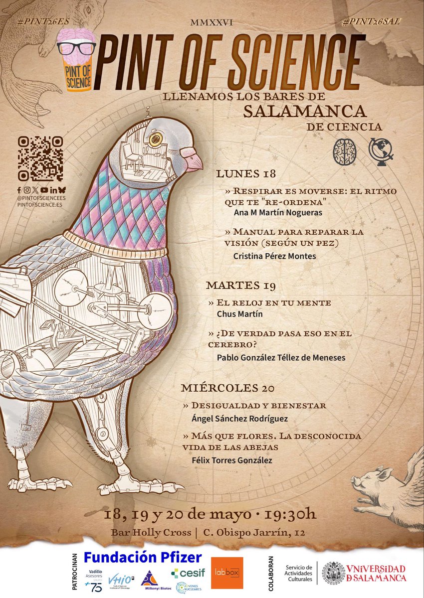 pgtellezmeneses's tweet photo. La semana que viene vuelve Pint of Science 🍺🧬cargado de charlas y yo tengo la suerte de participar el martes 19 en mente maravillosa 🧠! No os lo perdáis si queréis descubrir cosas inesperadas que ocurren en nuestro cerebro, a partir de las 19:30 en The Holy Cross!  #PINT26SAL https://t.co/r1o0dR4GlU