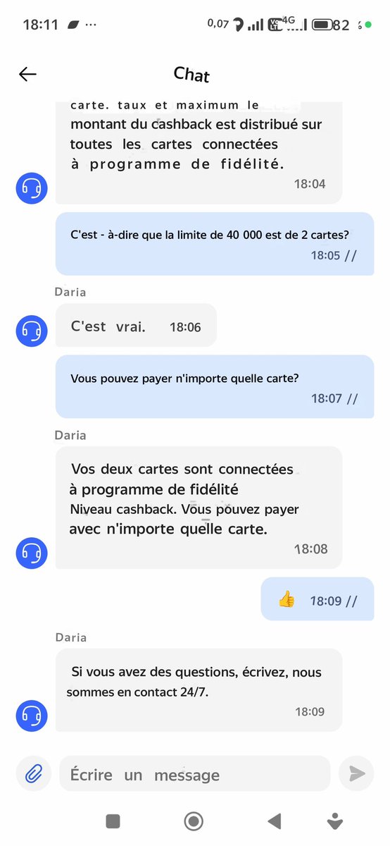 patriot_senior's tweet photo. 🇷🇺 Je redécouvre les banques… en Russie !

En France, contacter sa banque relève souvent d’un véritable parcours : téléphone, application, codes de validation, musique d’attente… le tout uniquement aux heures d’ouverture des bureaux.

En Russie, l’expérience est radicalement différente.

Un simple message dans le chat, une réponse humaine, pas un bot, précise et immédiate, 24 h/24 et 7 j/7.

Que ce soit une question sur une carte, un plafond, du cashback ou une opération, tout se règle en quelques minutes avec une clarté remarquable.

Preuve en images ci-dessus (Gazprombank) 

Cela remet sérieusement en question bien des idées reçues sur la Russie… et sur la qualité du service client au quotidien. Vraiment impressionnant.