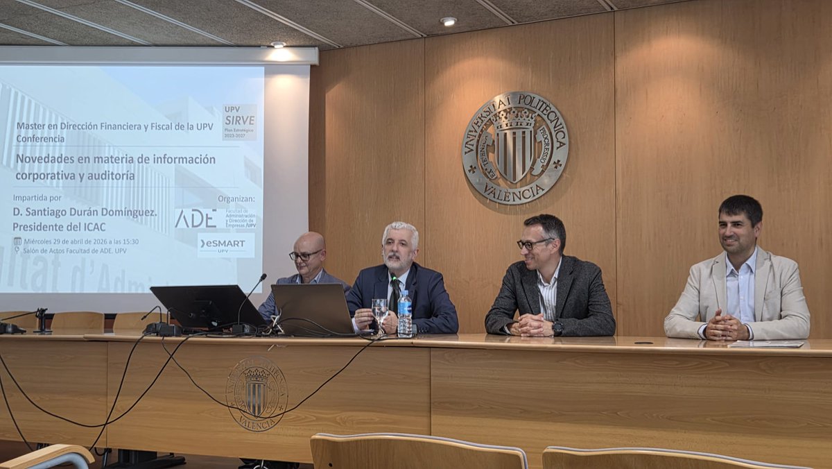 adeupv's tweet photo. 📊 Santiago Durán, presidente del Instituto de Contabilidad y Auditoria de Cuentas (ICAC), visitó FADE en una sesión del Máster Universitario en Dirección Financiera y Fiscal sobre auditoría, información corporativa, IA y sostenibilidad. 
#FADEUPV #UPV #MDFF https://t.co/aJMGPMXpIy