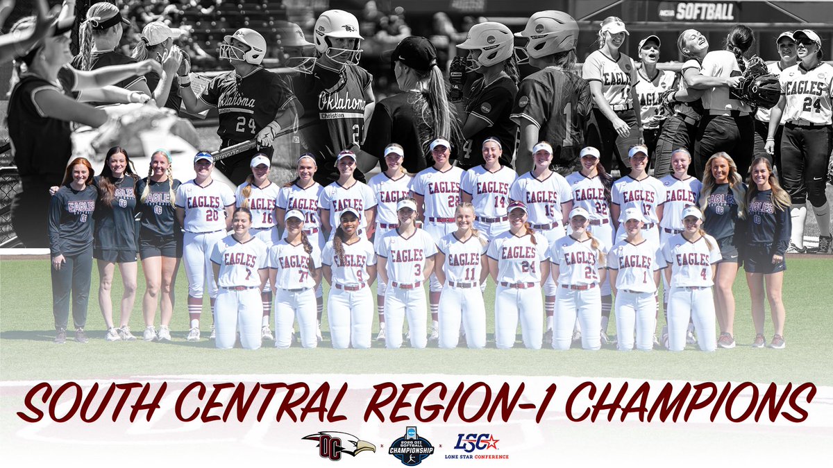 OCEagles's tweet photo. 𝙊𝙣𝙡𝙮 𝙣𝙚𝙚𝙙𝙚𝙙 𝙤𝙣𝙚! 🔥🏆

Oklahoma Christian is your NCAA Division II South Central Region-1 𝘾𝙝𝙖𝙢𝙥𝙞𝙤𝙣𝙨!

Swipe ➡️ to watch the final out! 🎉👏

#madeformore #playformore https://t.co/xLUrZ26doU