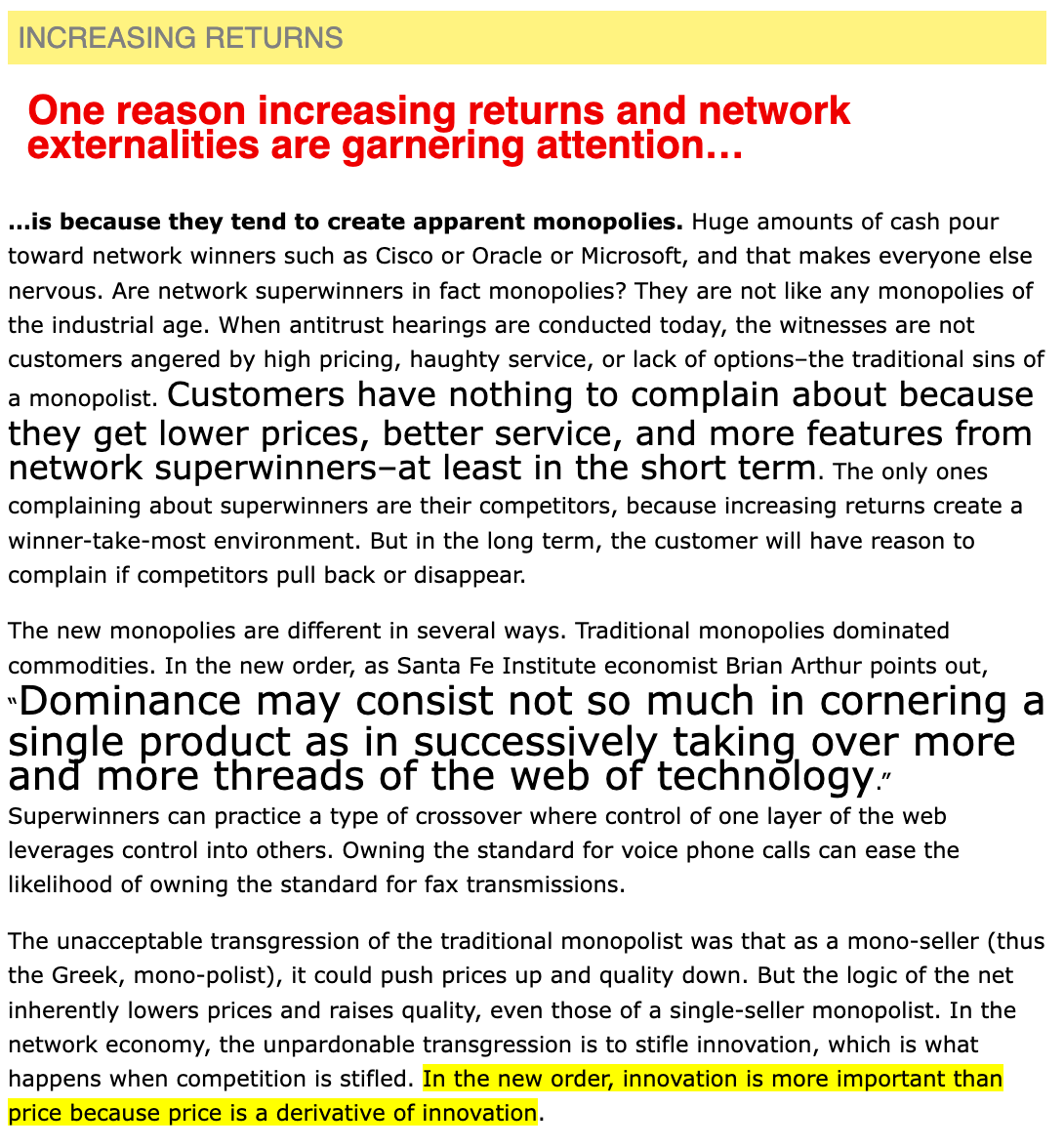 This is a section of my New Rules for the New Economy book published in 1998. Full book can be read