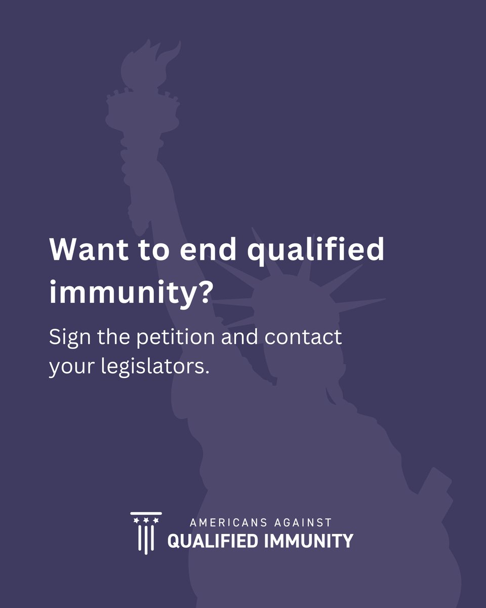 USAgainstQI's tweet photo. Qualified immunity lets government officials escape accountability when they violate constitutional rights.

It is time to end qualified immunity and restore real limits on government power. Sign the petition today: https://t.co/MzvfpzXUI7 https://t.co/hEF5F3ADZH