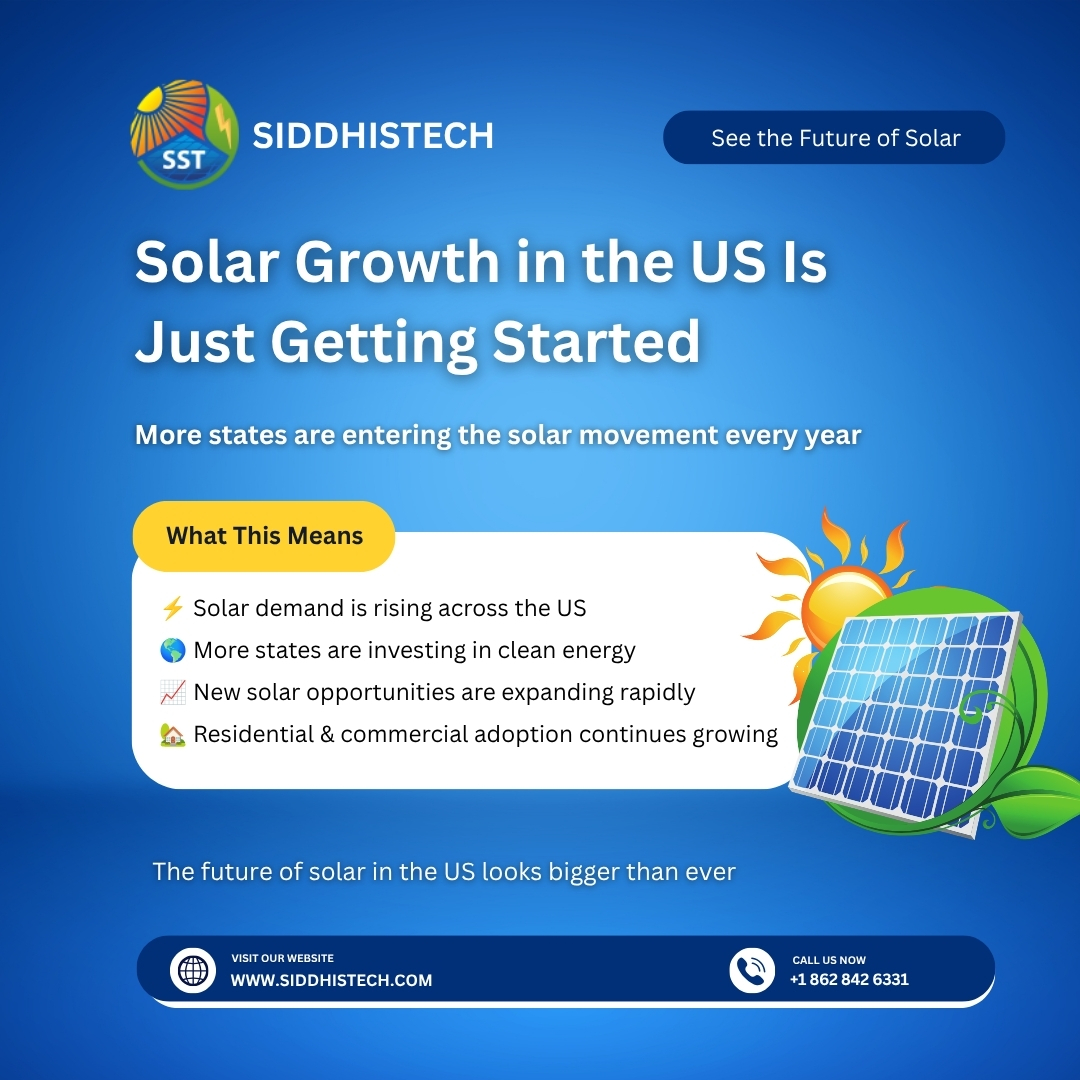 siddhistech's tweet photo. Solar growth in the US is expanding faster every year.

👉 Read our blog:
https://t.co/CoLWNfFrBC

#SolarUSA #SolarGrowth #SolarIndustry #RenewableEnergy #SolarBusiness #CleanEnergy #SolarFuture #USSolar #SiddhisTech https://t.co/Y5OVrJ6WGW