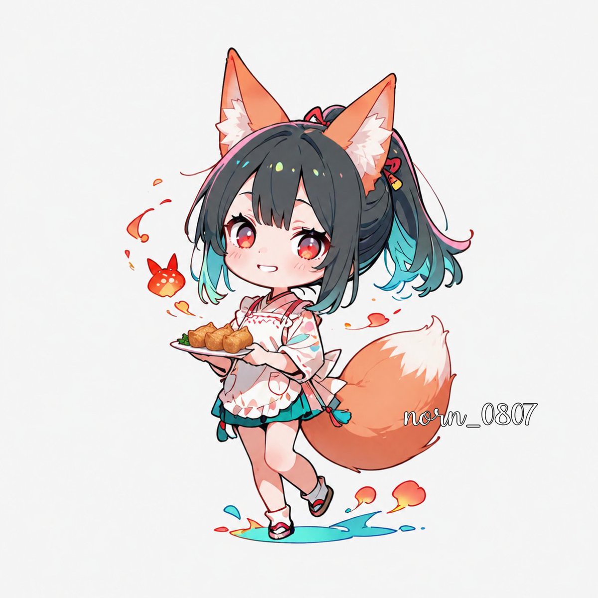 いなりの日らしいので お狐様といなり寿司🦊✨ 一緒に食べよう😋 #ぽに