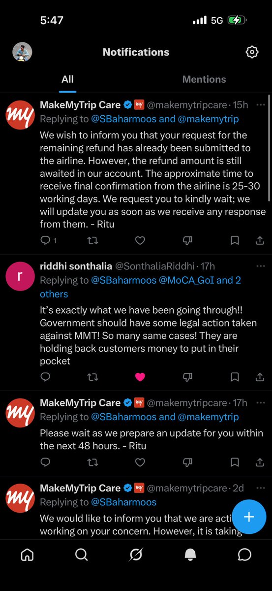 SBaharmoos's tweet photo. @makemytripcare This is highly contradictory and unacceptable.

@MoCA_GoI has publicly confirmed that the concerned airline has already processed the refund to the travel partner (MakeMyTrip), while your team continues to state that the refund is still awaited from the airline.

Who is providing incorrect information here?

Kindly provide documentary proof from the airline if the refund is genuinely pending, or immediately process the remaining refund amount. Repeated silence and contradictory responses are unacceptable.

Booking ID: NN7AJKGD56585086745 | PNR: AW5LPG

@MoCA_GoI @DGCAIndia Kindly intervene, as contradictory information is being provided and no resolution is being given.