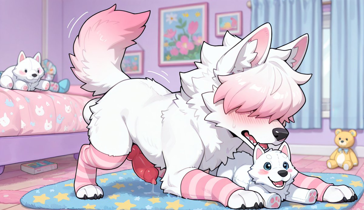 Mars_K9_'s tweet photo. such a needy puppy,,.. awrf... resorted to humping my stuffies,,

#feral #feralart #feralNSFW #furryAI https://t.co/DOBoccbaXp