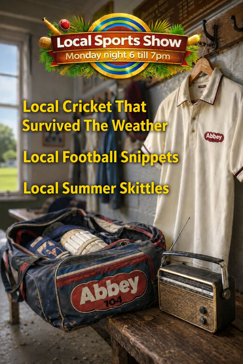 CathyJaneSport1's tweet photo. On Monday night's @Abbey_104 #LocalSportsShow sponsored by @_yellowbox. @sherbornecc, @YeovilCricket, @YTFCACADEMY, @Westland_Sports, @yeovilsummer plus loads more. We are at the crease from 6pm. https://t.co/MiOKQRLOen