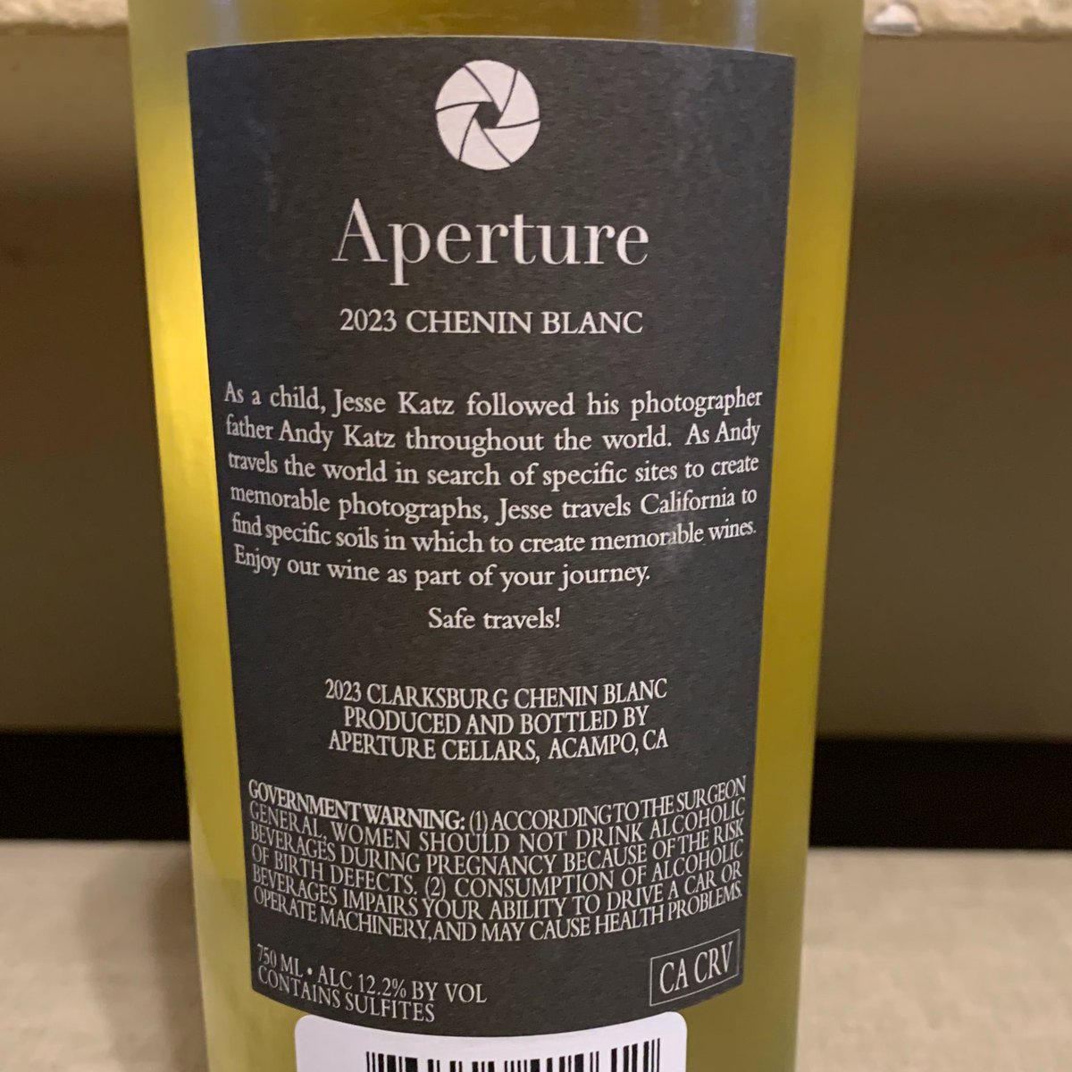 Aperture Chenin Blanc 2023 ソノマにあるAperture Cellars。ワイン