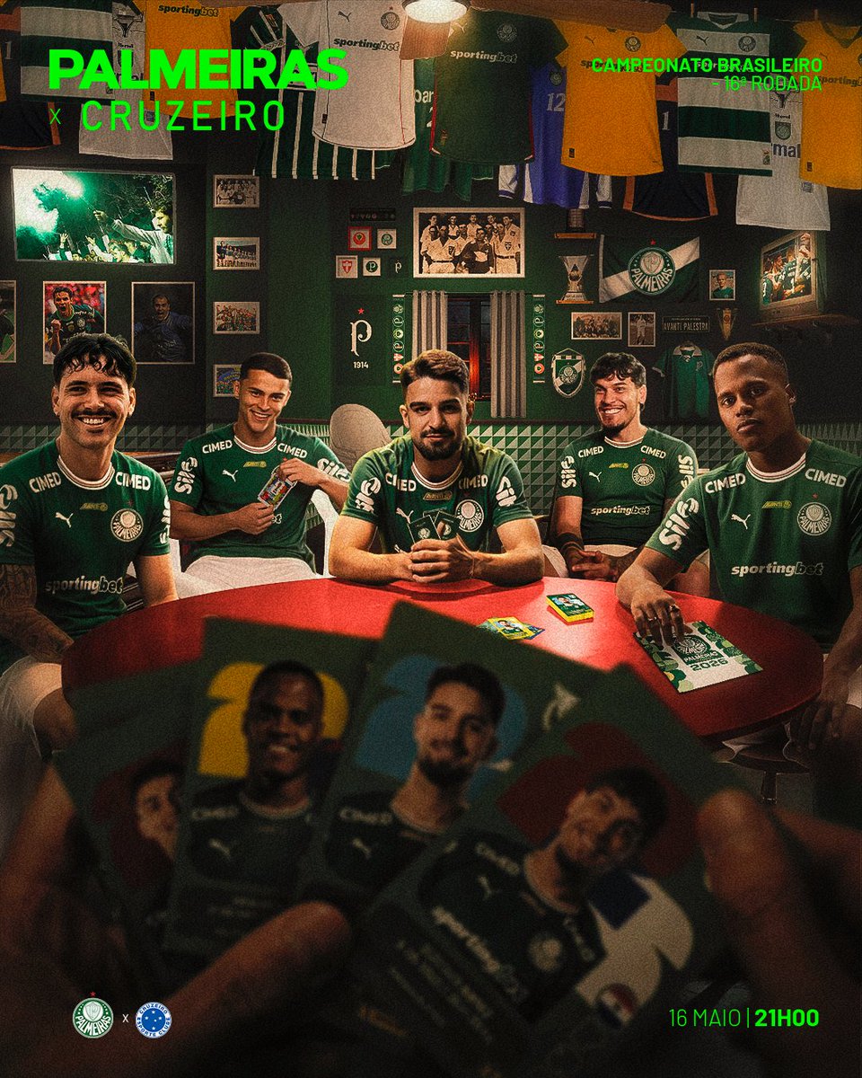 Palmeiras's tweet photo. Prontos pra mais uma noite de Brasileirão em #FamíliaPalmeiras! 👊 https://t.co/7NSU3NHNGs