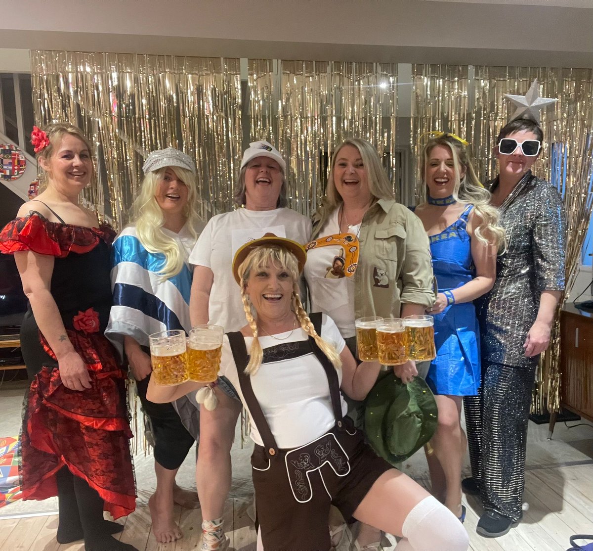 gillywilly78's tweet photo. Celebrating Eurovision in style! @grahnort !   Can we get a shout out! Our annual trip away with the girls from Welwyn Garden City!!! https://t.co/wOPy4G09Ev