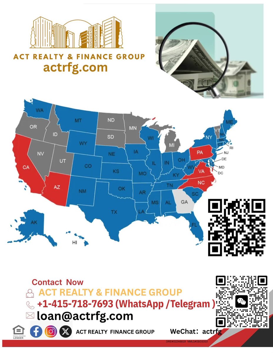 HellenTUSA's tweet photo. We serve most #USA ( California and the Blue area ) , with #nojob #noincome #notaxreturn #foreignerloan .Contact now for more info :+1-415-718-7693 (WhatsApp /Telegram ), Email : loan@actrfg.com , https://t.co/8N8fbdX2Cr @actrfg @TangEstate
#ACTRealtyFinanceGroup #HellenTang https://t.co/hkwGzeZuZM