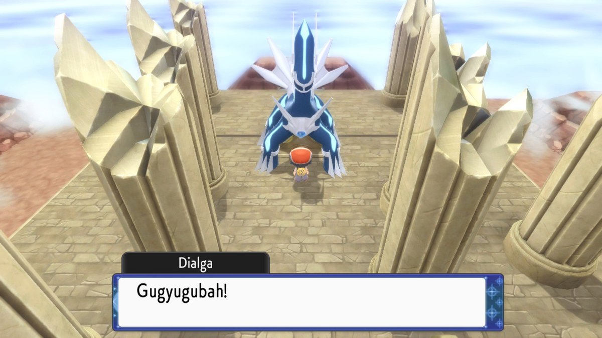 Bombstar13's tweet photo. So there I was, right? Encountering Dialga for the 2400th time. I says to him, I says "Dialga why won't you be shiny for me?"

This giraffe ass pokemon had the nerve to look at me dead in my face and go "Gugyugubah!" https://t.co/ZbepJzmJpb