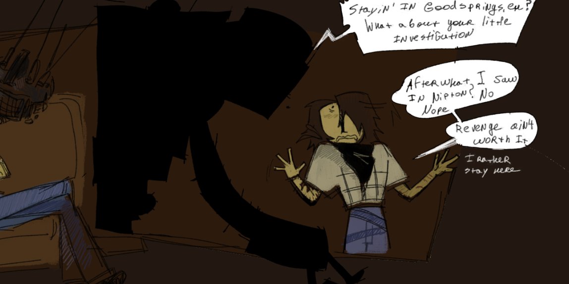 De_dflly's tweet photo. Day 6: alternative path
#falloutocweek
One of the few au where they survived, and also the only au where they didn't encounter yes man. Nipton left a lasting impression, but here they decided to turn back and stay in the safety of Goodsprings, but how long would that safety last? https://t.co/LQI9D9Hgfc